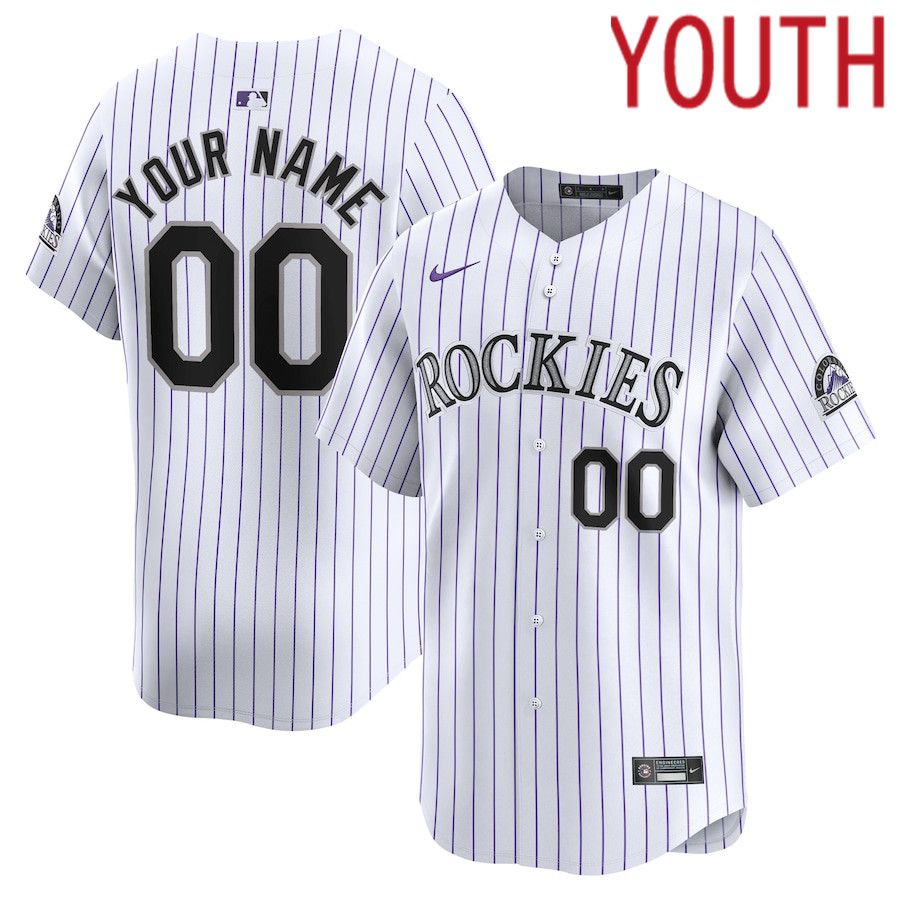Youth Colorado Rockies Nike White Home Limited Custom MLB Jersey